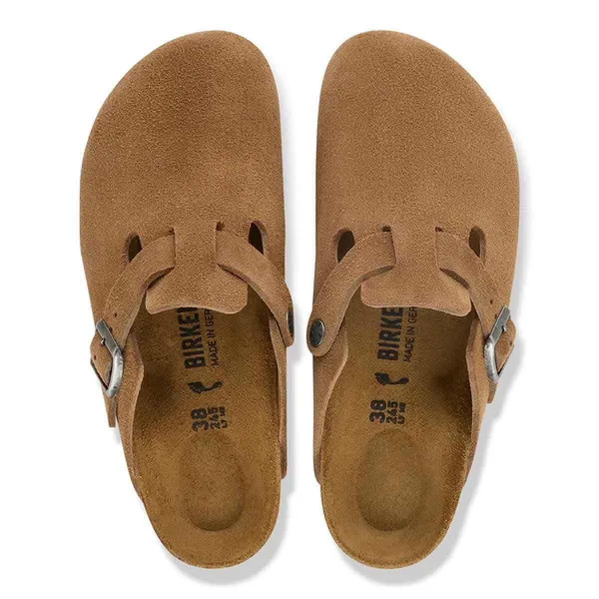 Dark Tea Birkenstock Boston Suede Leather Clogs Top