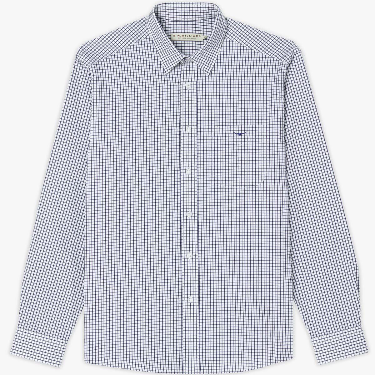 Navy White R.M. Williams Mens Collins Shirt