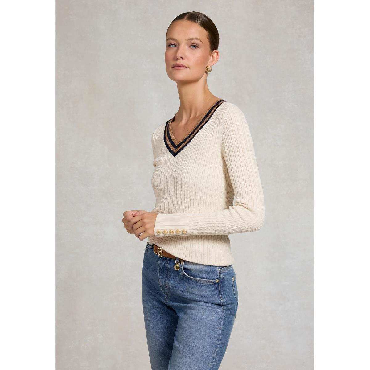 Holland Cooper Womens Zoe V-Neck Knitted Jumper