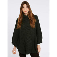 Olive Dubarry Womens Kilronan Merino Knit Poncho On Model Detail