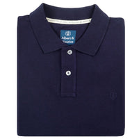 Albert and Maurice Mens Classic Pique Polo Shirt Navy Blue folded