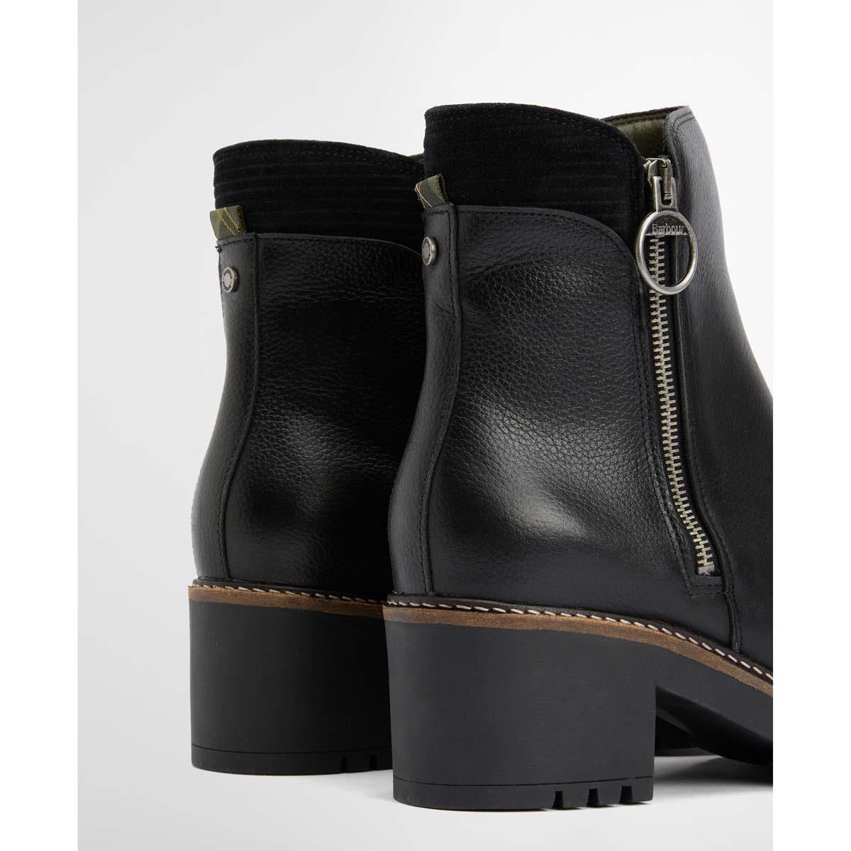 Black Barbour Womens Dahlia Heeled Boot Back