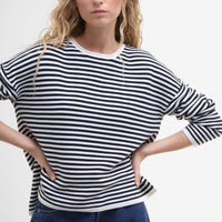 Navy Stripe Barbour Womens Marine Stripe Knitted Jumper Front