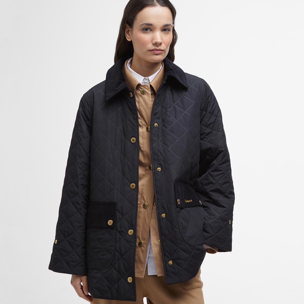 Black/Ancient Barbour Womens Corinne Quilted Jacket Front