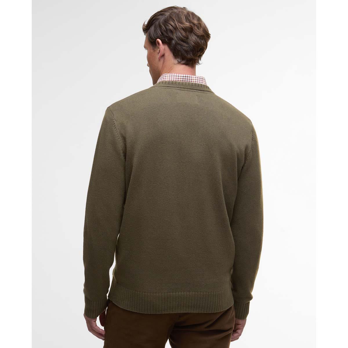 Olive Barbour Mens Kelson V-Neck Knitted Sweater Back