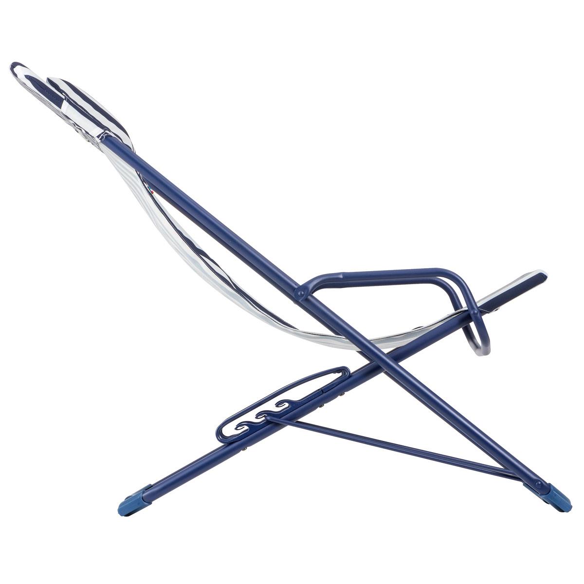 Indigo Lafuma Transaswing Airlon Stripe Folding Rocking Deckchair Side View