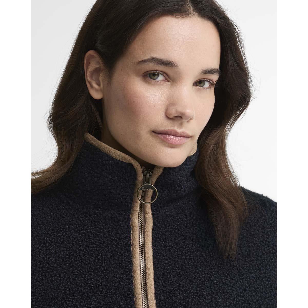 Dark Navy Barbour Womens Homeswood Fleece Jacket COLLAR
