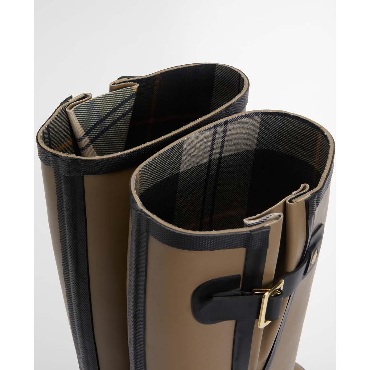 Military Brown/Black Barbour Womens Leighton Tall Welly Lining