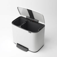 White Brabantia Bo Pedal Bin 11 + 23 Litre Interior