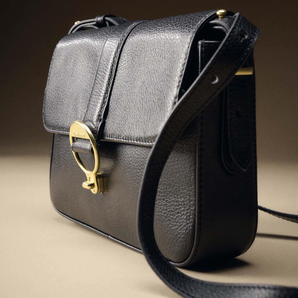 Black Barbour Womens Rosa Leather Crossbody Bag Lifestlye