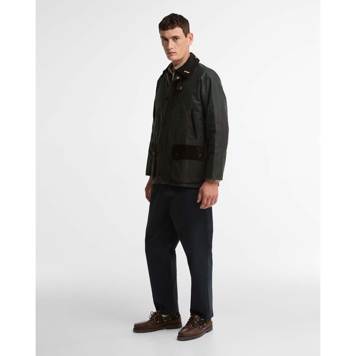 SAGE Barbour Mens Icons Patch Bedale Wax Jacket ON MODEL