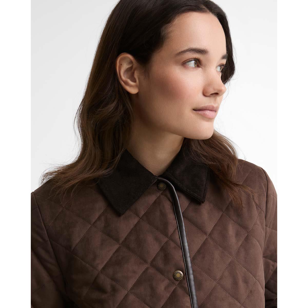 Dark Brown/Muted Barbour Womens Sonya Quilted Jacket Collar