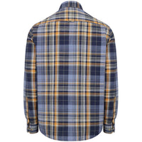 Navy/Gold Check Hoggs Of Fife Mens Crail Lightweight Check Shirt BACK