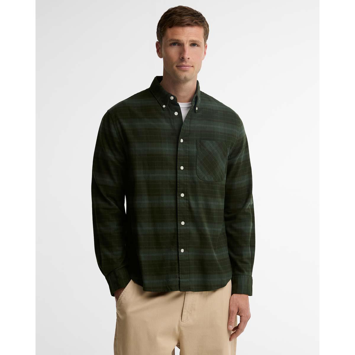 Pine Glen Barbour Mens Mineral Tartan Authentic Shirt On Model