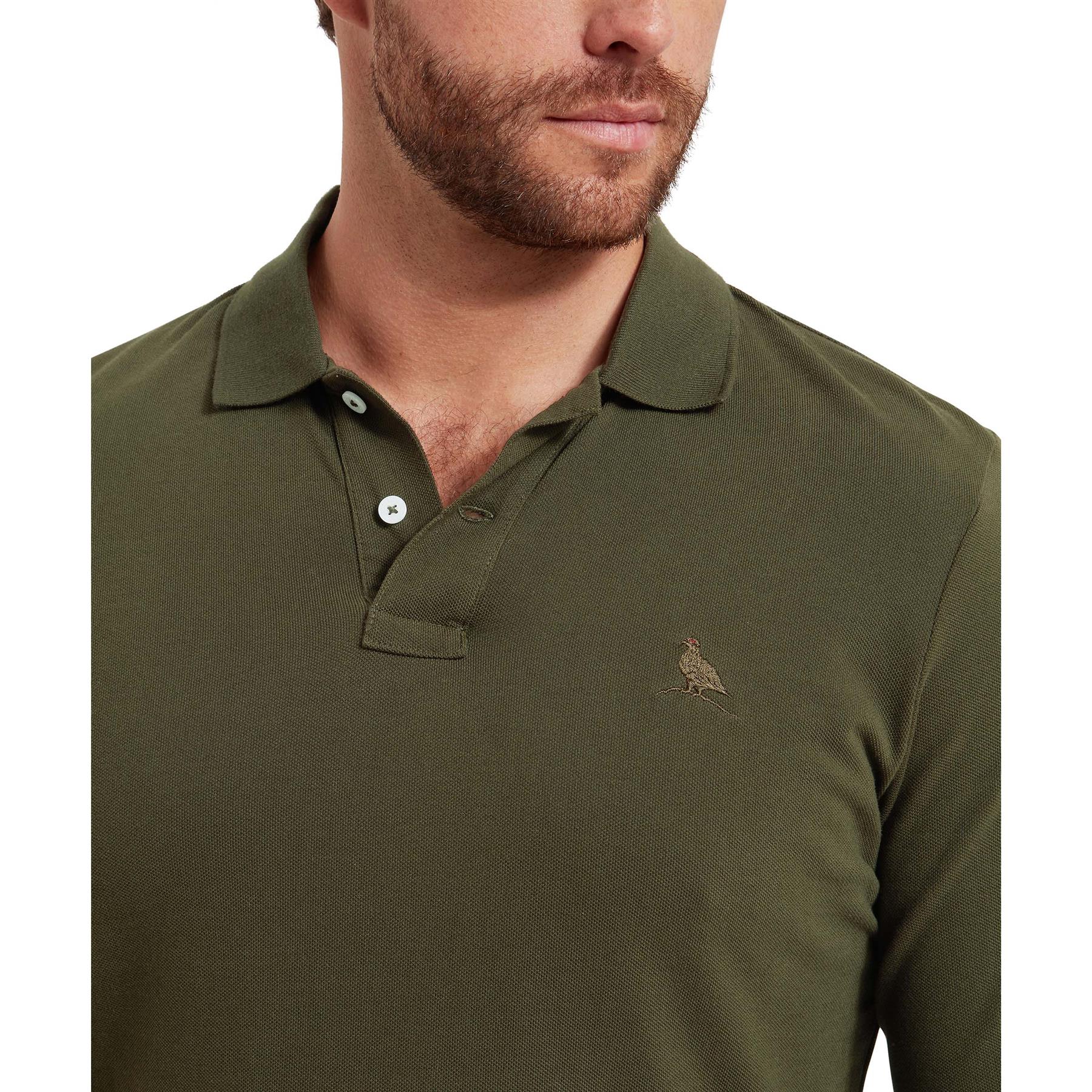 Green Schoffel Mens St Ives Long Sleeve Polo Shirt COLLAR