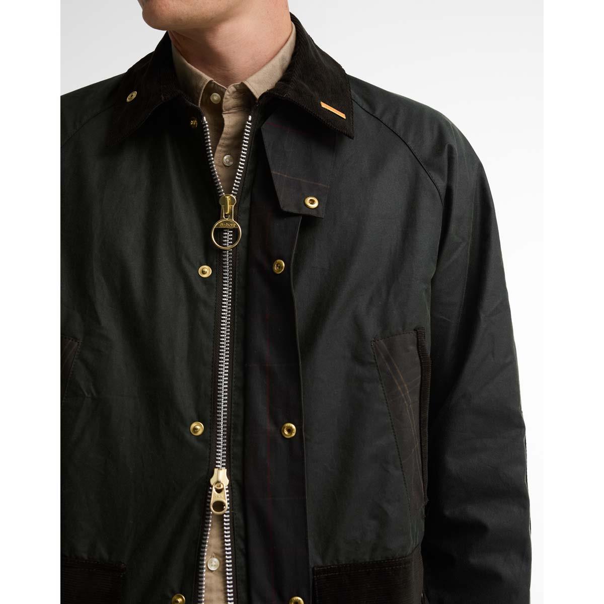 SAGE Barbour Mens Icons Patch Bedale Wax Jacket ZIP