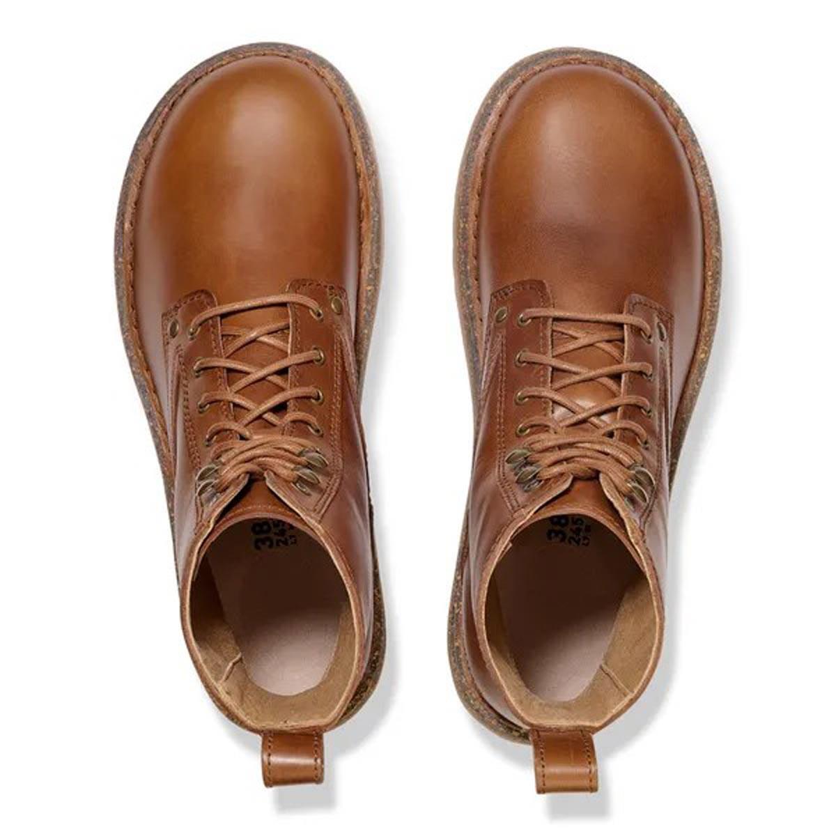 Cognac Birkenstock Bryson Natural Leather Boots Top View