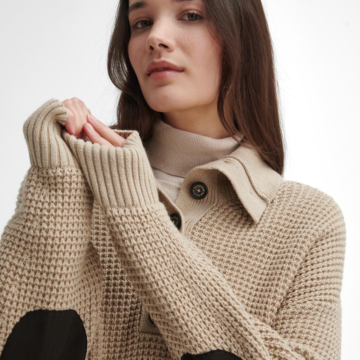 Oatmeal Multi Check Barbour Woodside Shirt Model