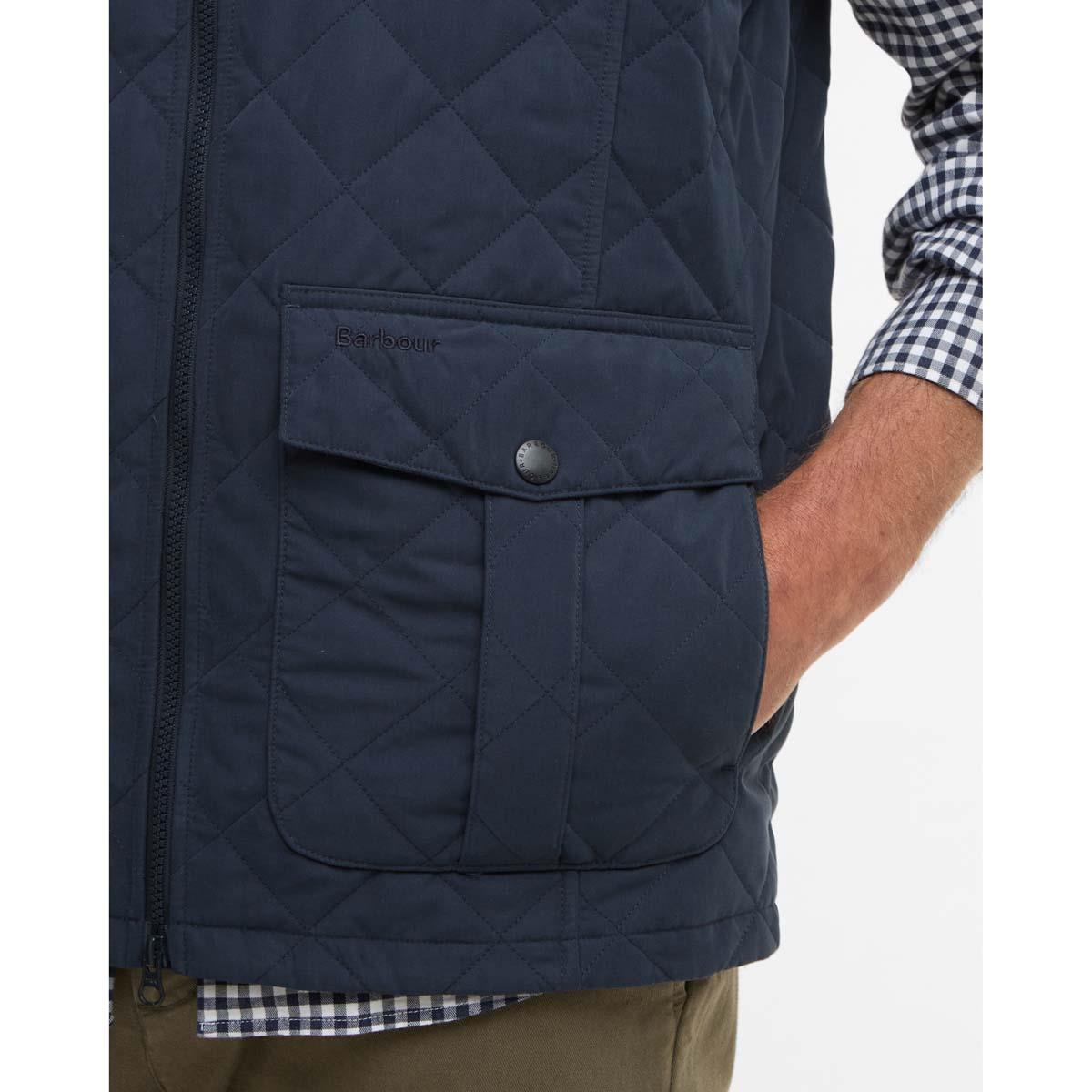 Navy Barbour Mens Sander Quilted Gilet Pocket
