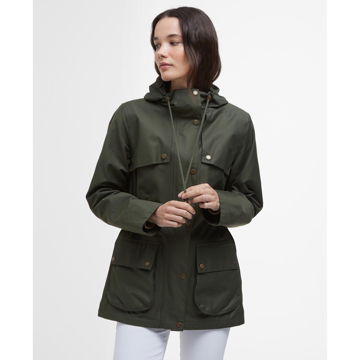 Olive Barbour Womens Maple Waterproof Jacket Front