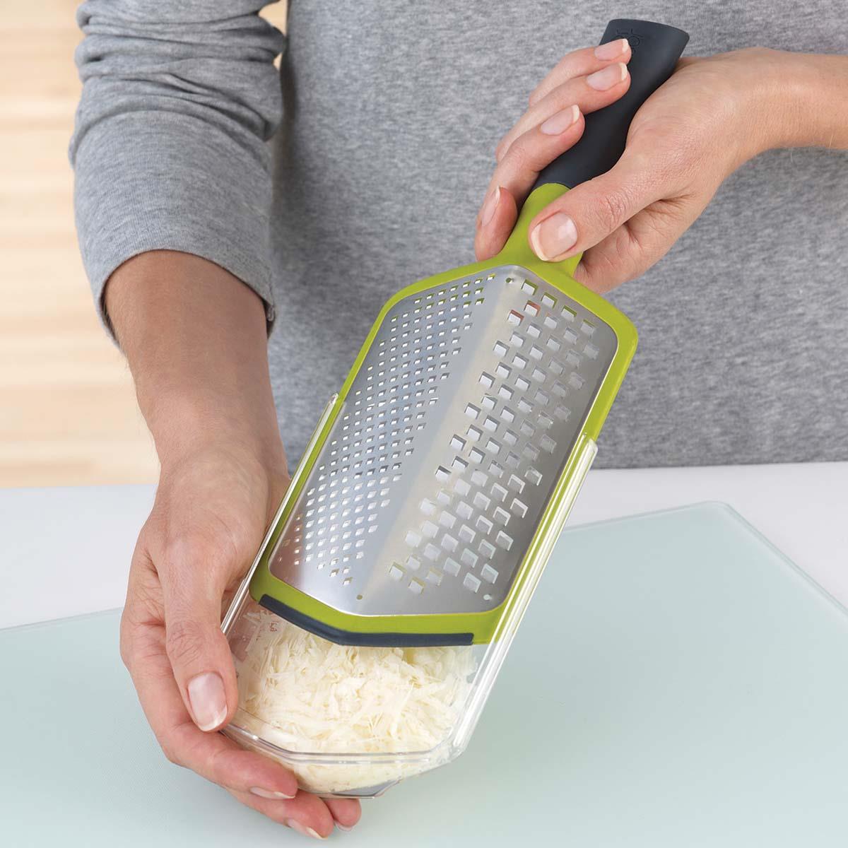 Green Joseph Joseph Twist Grater - Coarse/Fine compartment