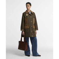 Beech/Birchwood Barbour Womens Icons Modern Beaufort Wax Jacket ON MODEL