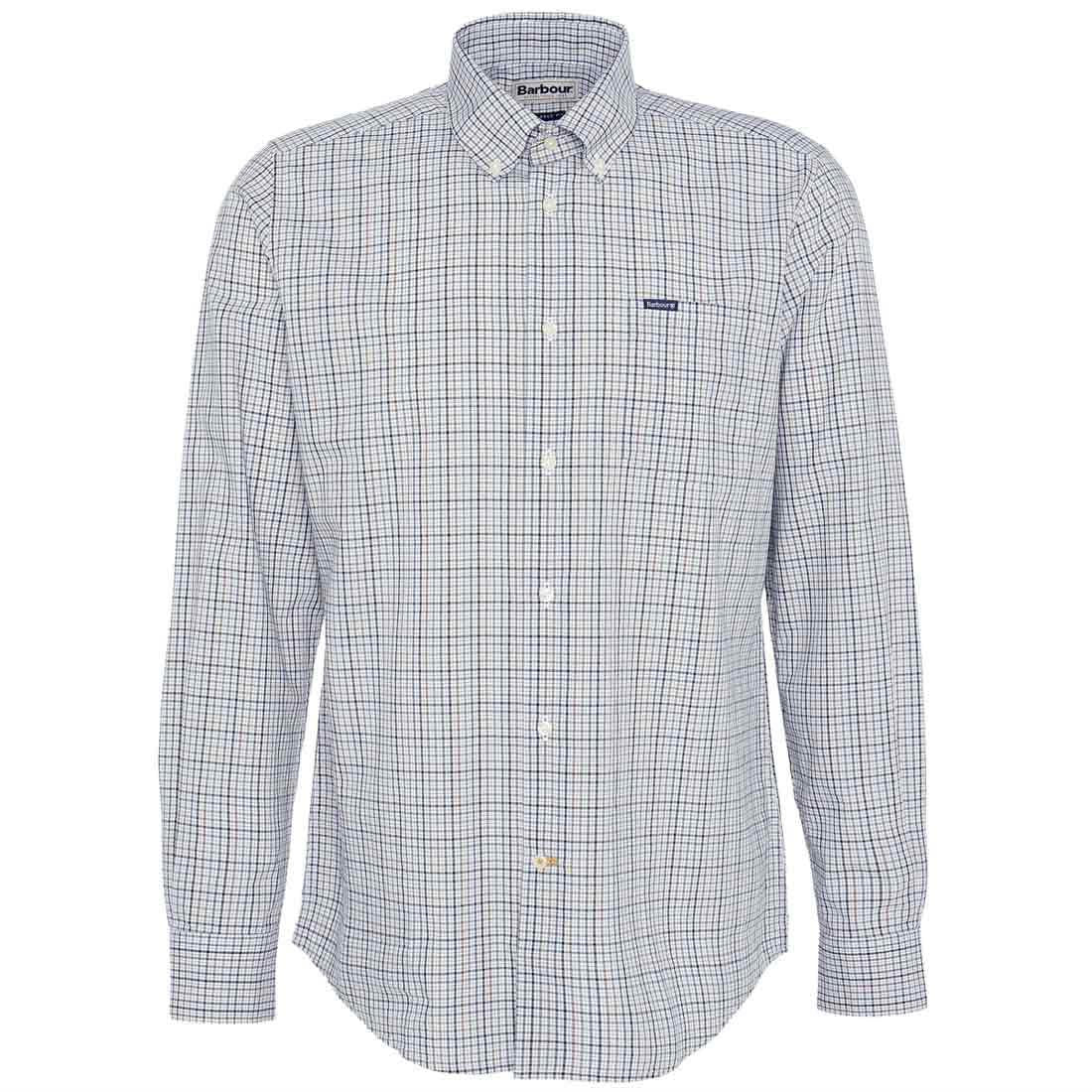 White Barbour Mens Windale Tailored Fit Checked Shirt