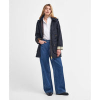 Navy Barbour Womens Highcleere Wax Jacket Front