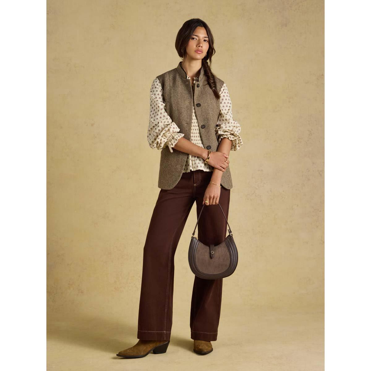 Joules Womens Nehru Collar Tweed Gilet