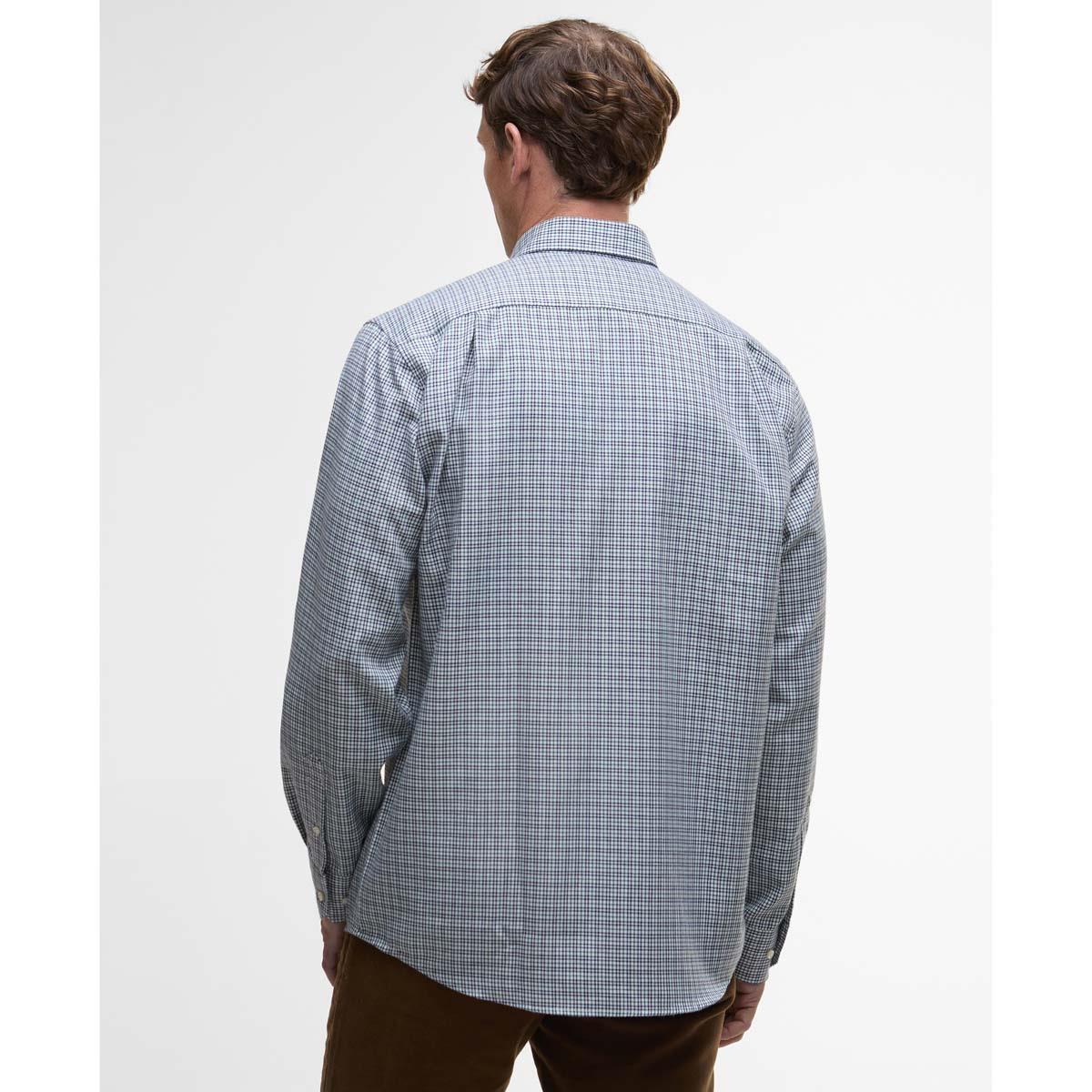 Mallard Green Barbour Mens Fenn Regular Thermo Weave Gingham Shirt back