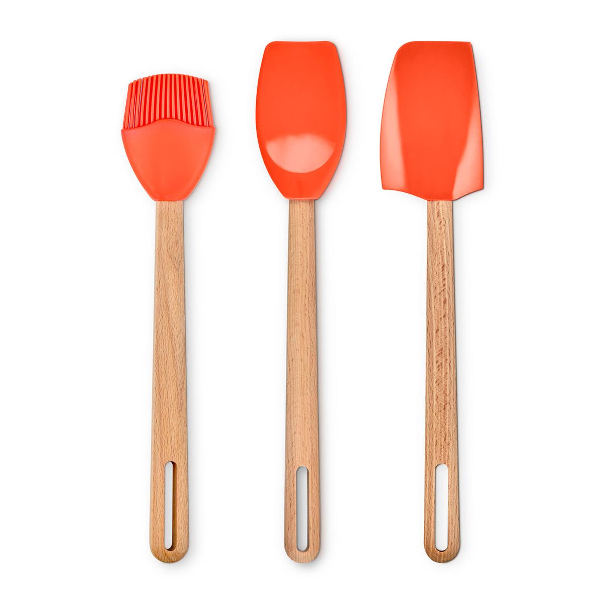 Le Creuset Signature Set of 3 Tools Medium Spatula, Large Spoon, Basting Brush