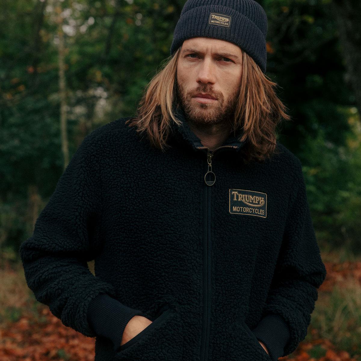 Black/Gold Triumph Mens Roadhouse High Pile Fleece