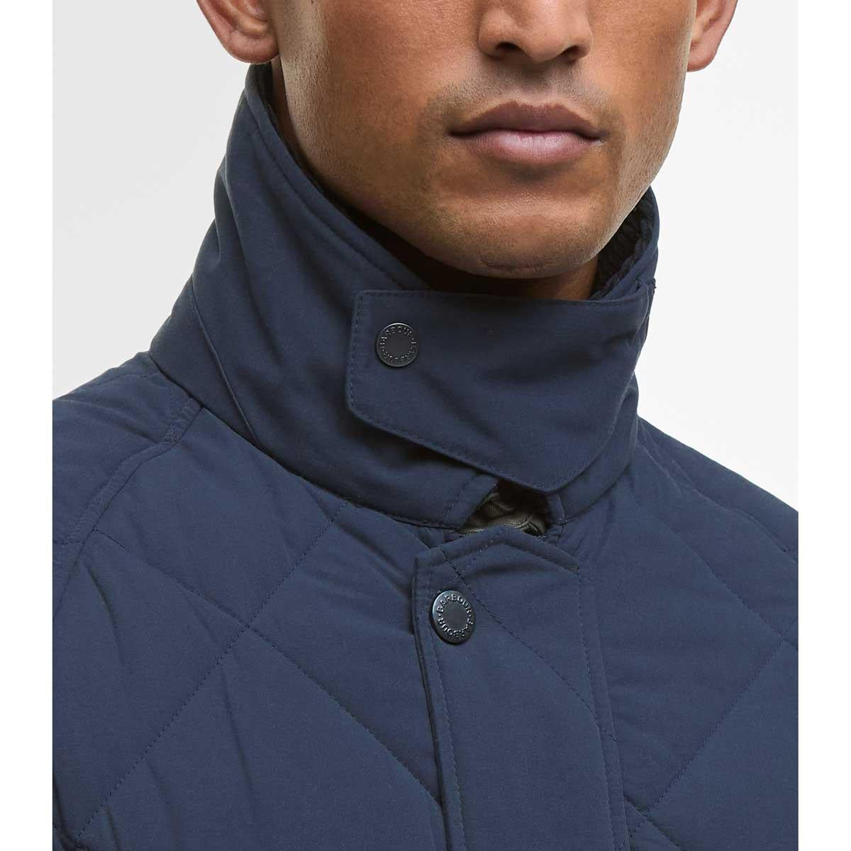 Navy Barbour Mens Modern Bedale Quilted Jacket COllar