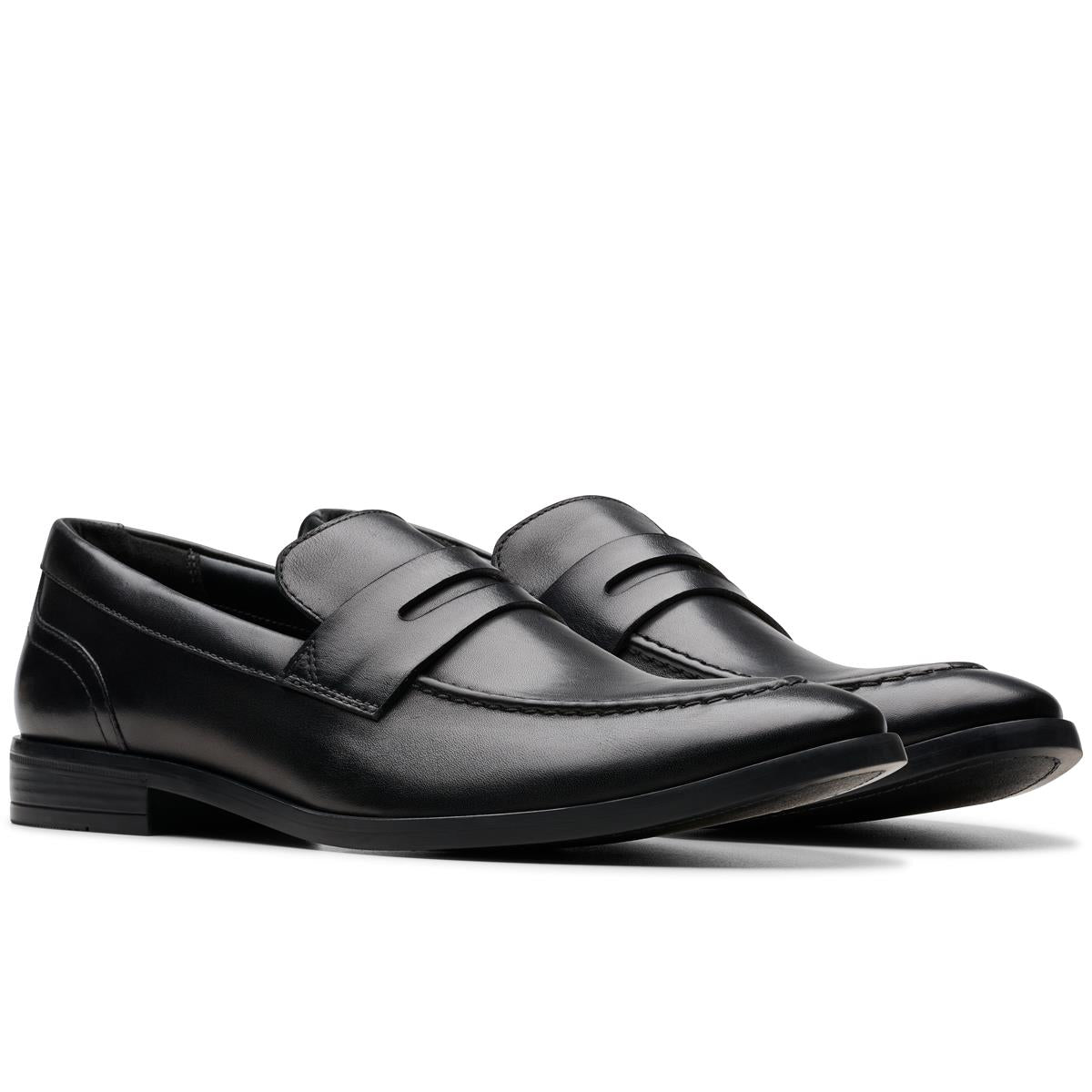 Black Leather Clarks Mens Brandon Step Shoe
