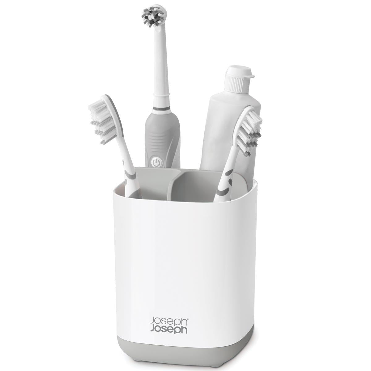 Grey/White Joseph Joseph EasyStore Toothbrush Holder In Use