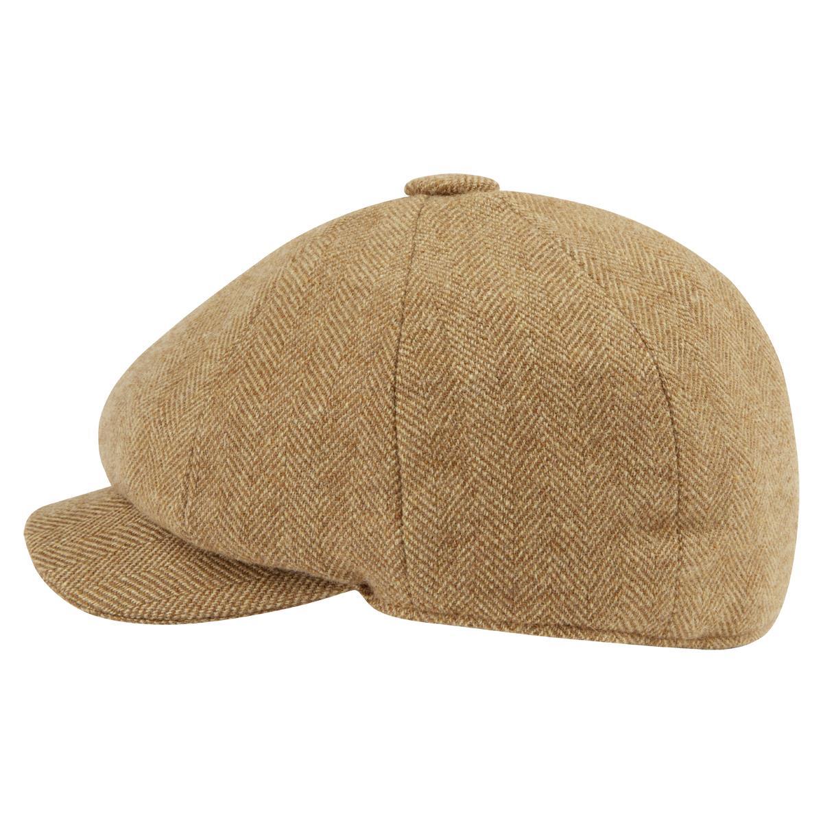 Oak Herringbone Tweed Schoffel Womens Newsboy Cap