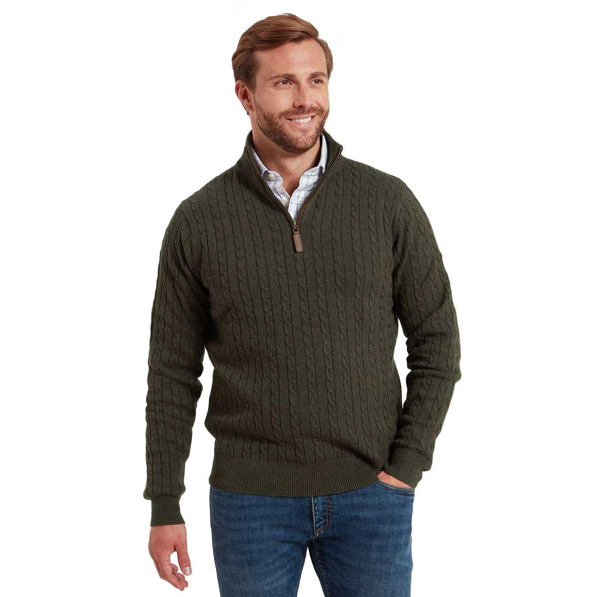 Schoffel Calton Cotton Cashmere Cable 1/4 Zip Jumper