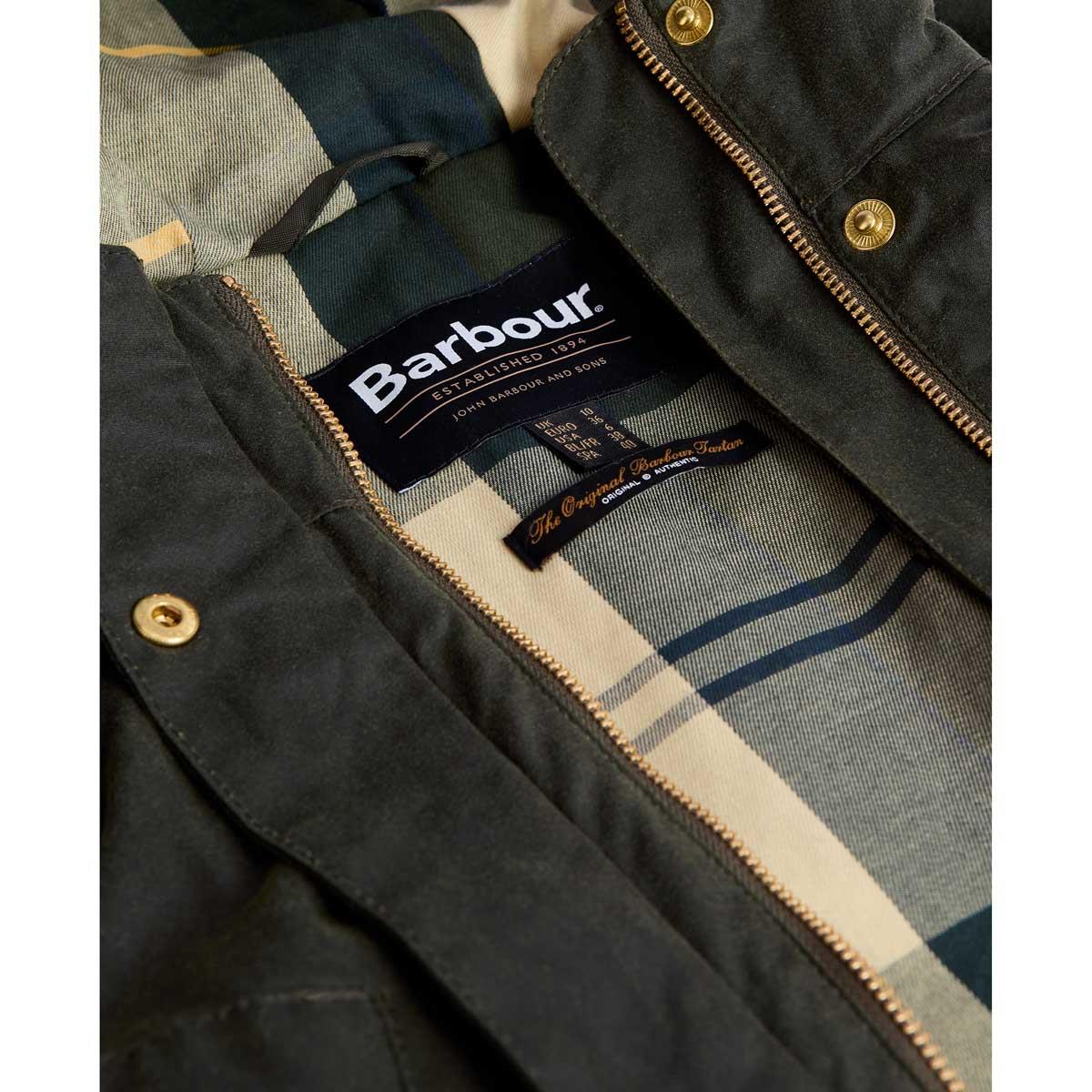 Fern/Ancient Tartan Barbour Womens Marcy Wax Parka lining