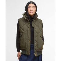 Olive/Ancient Tartan Barbour Womens Becky Puffer Gilet front
