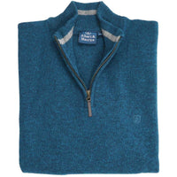 Albert and Maurice Netherton Zip Neck Lambswool Jumper Teal