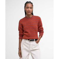 Burnt Orange Stripe Barbour Womens Claydon Knitted Jumper Front