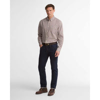Olive Barbour Mens William Regular Fit Checked Shirt ON MODEL