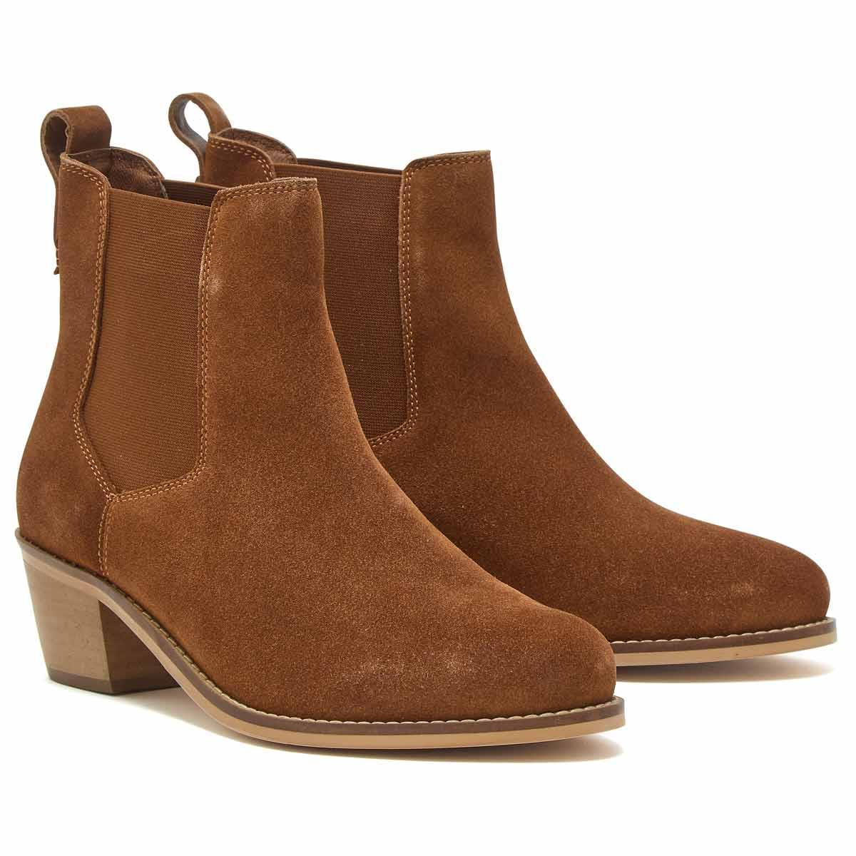 Tan Suede Chatham Womens Barbury Heeled Chelsea Boots Pair