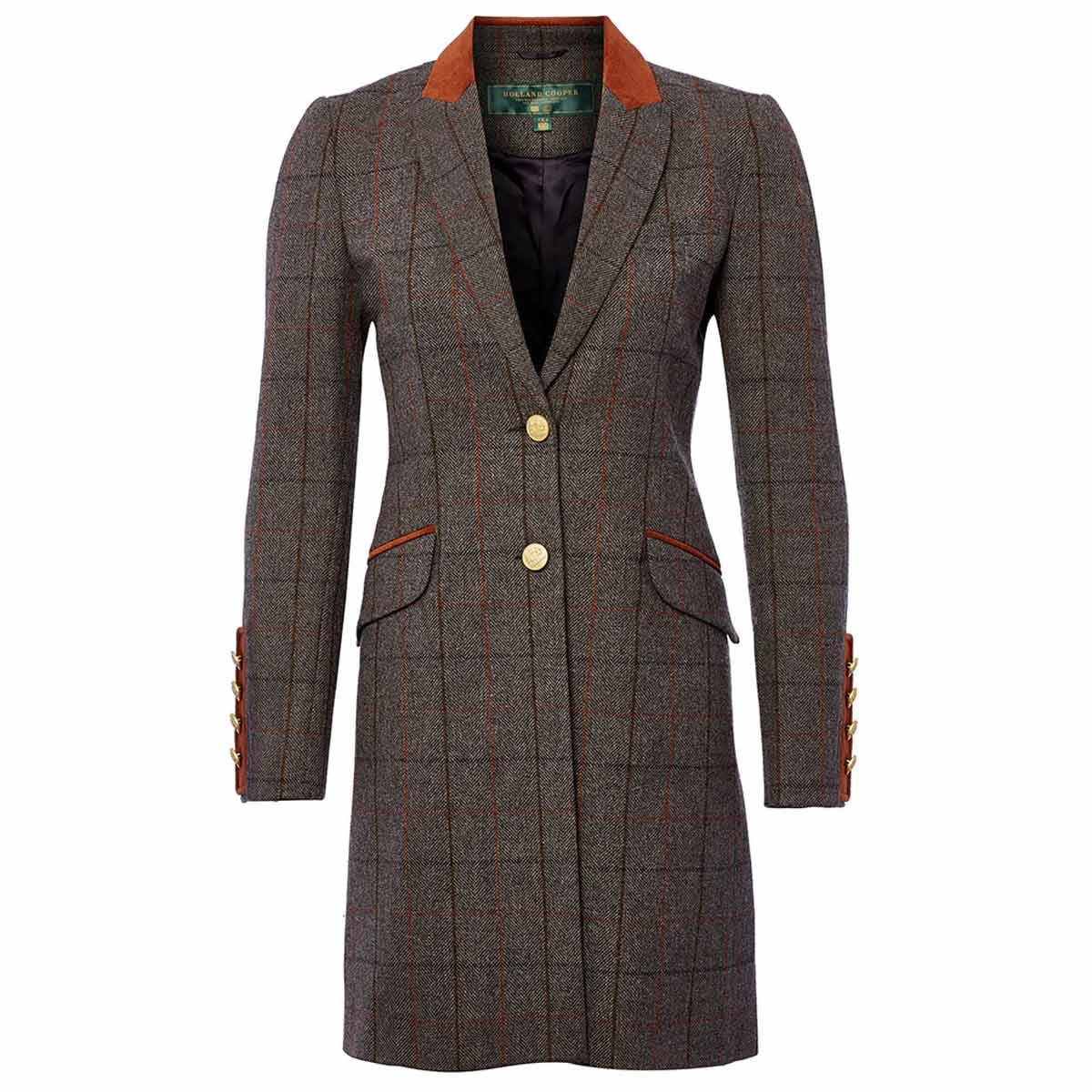 Mid Blue Check Holland Cooper Womens Kempton Coat