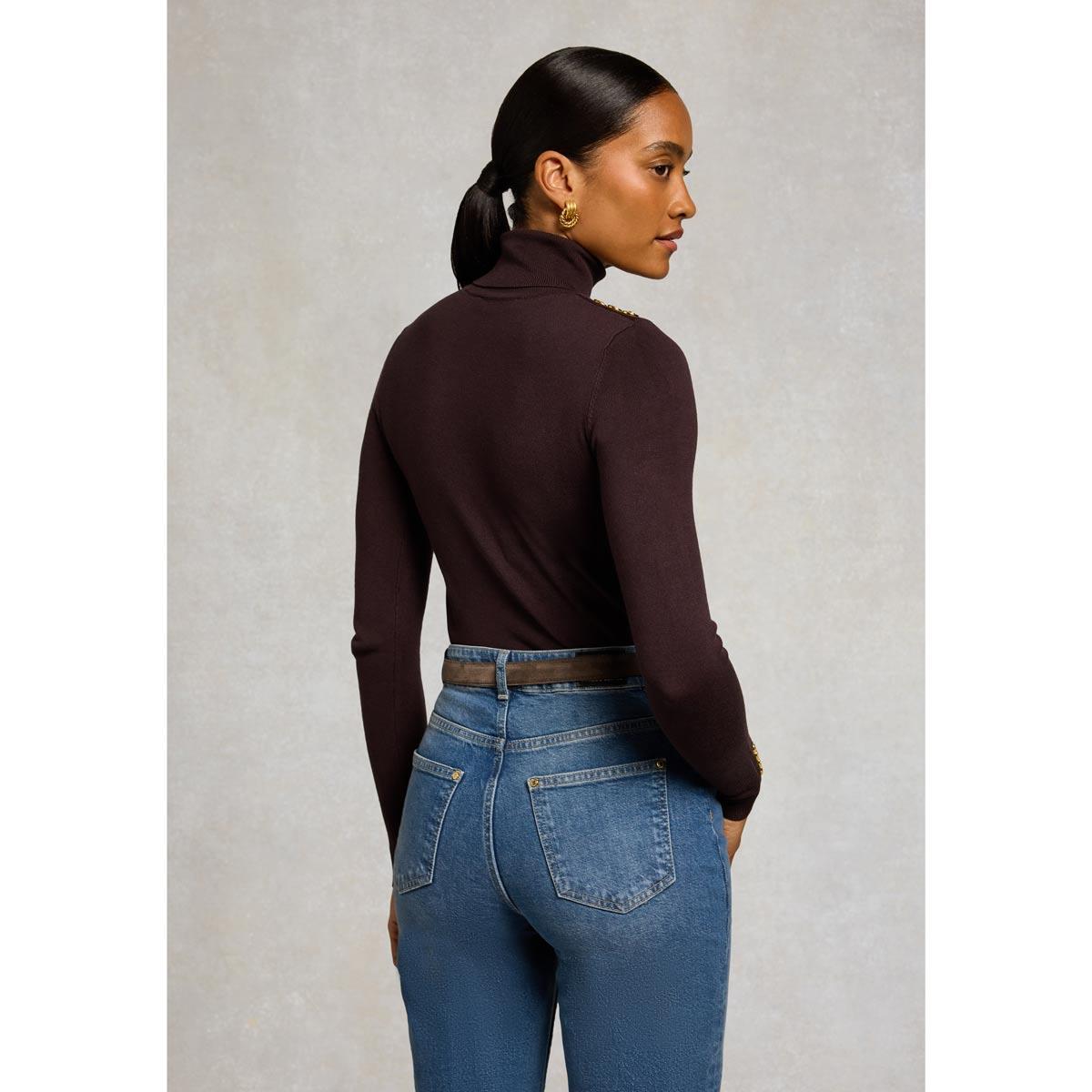 Holland Cooper Womens Buttoned Knit Roll Neck