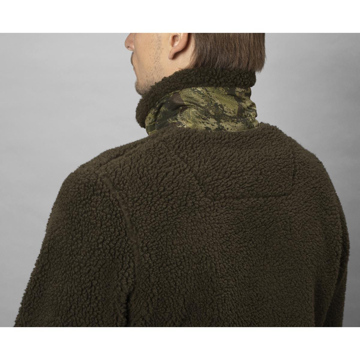 Grizzly Brown Seeland Mens Zephyr Camo Fleece Jacket On Model Back Detail