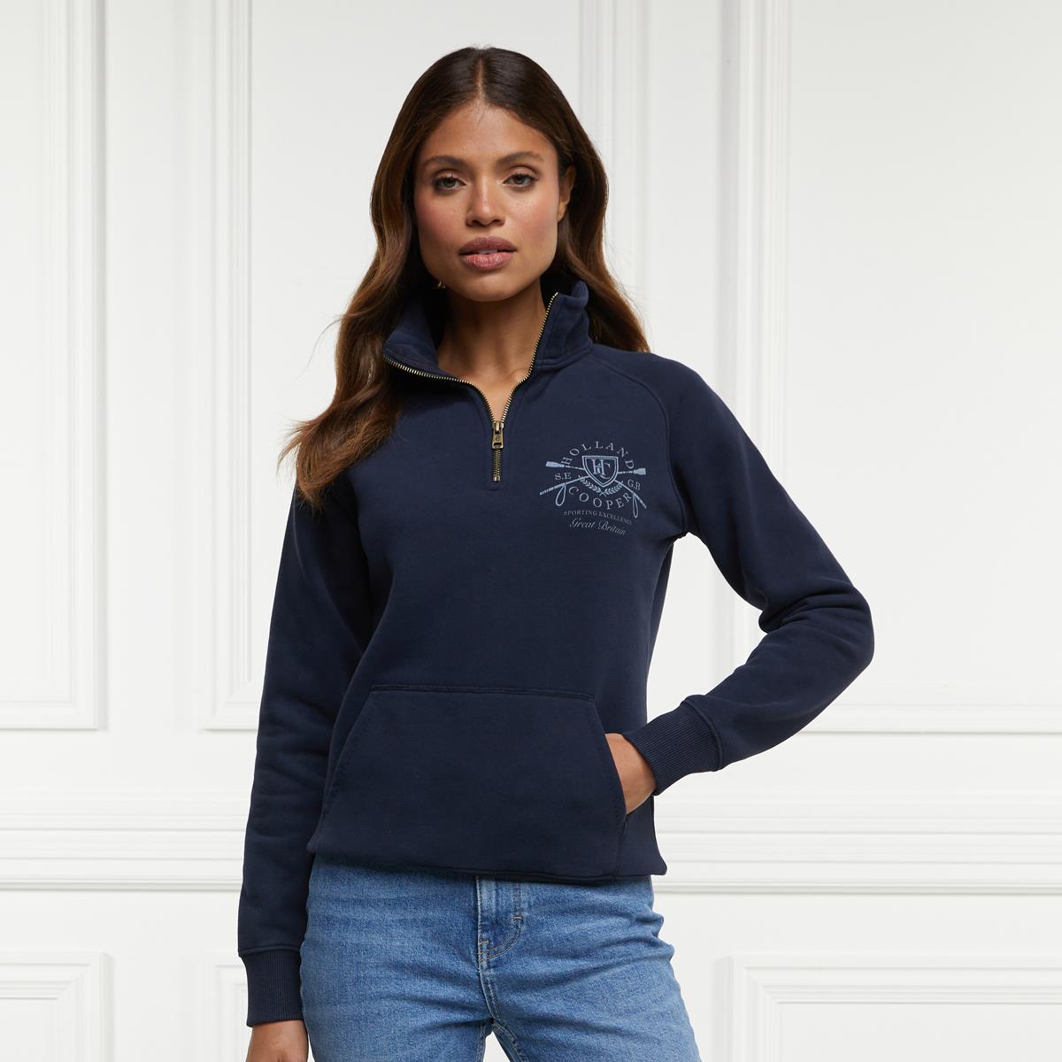 Holland Cooper Womens Crest Zip Henley Jumper
