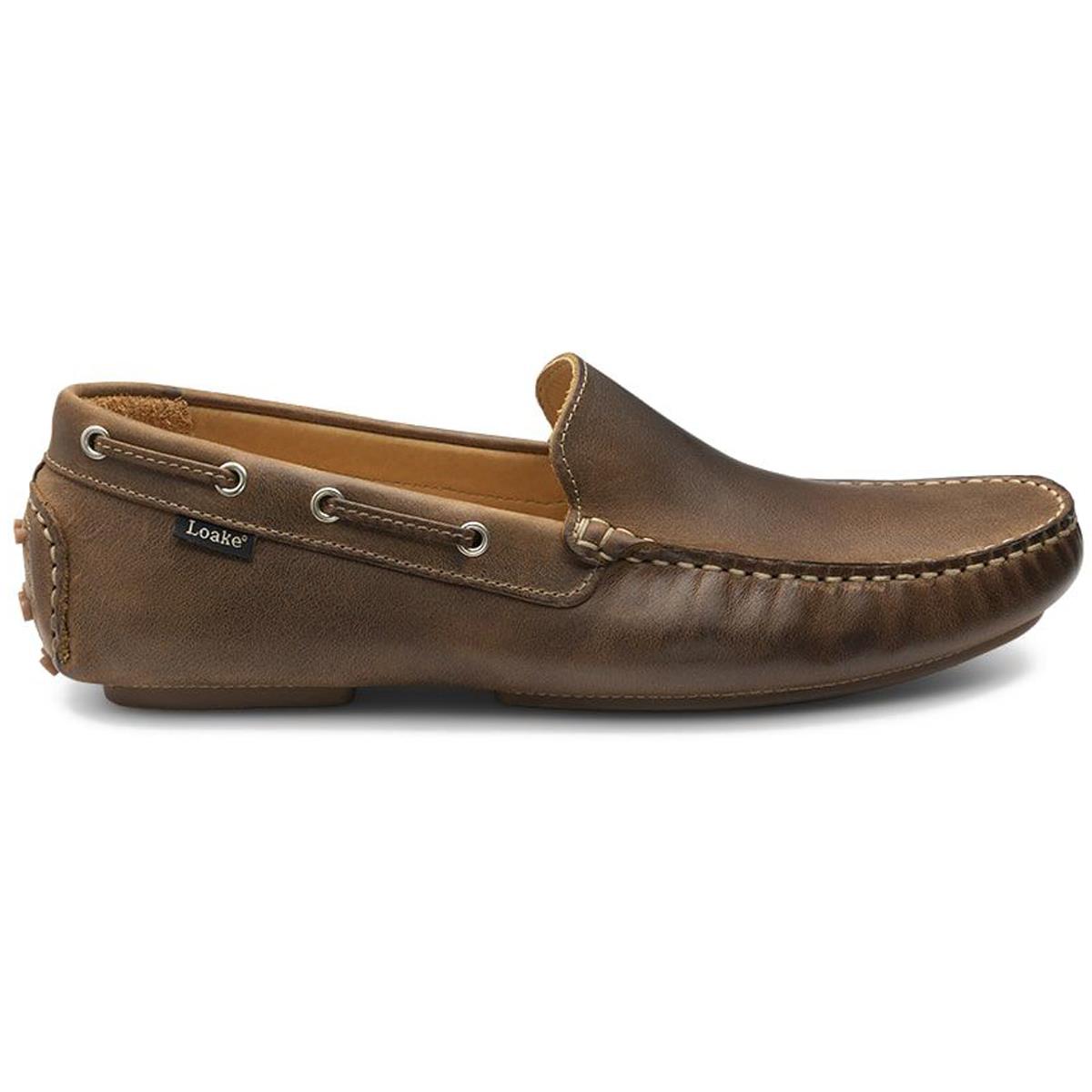 Brown Nubuck Loake Mens Donington Moccasins Shoes Side