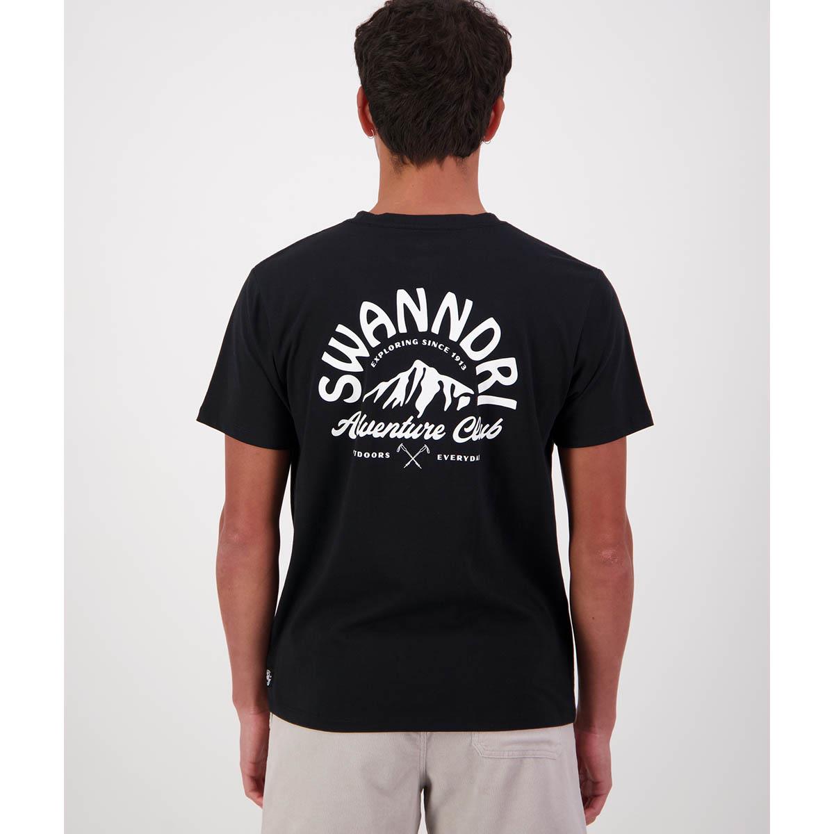 Black/White Swanndri Mens Mountain Printed T-Shirt Back