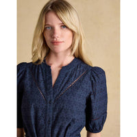Navy Joules Womens Susanna Broderie Dress On Model Detail